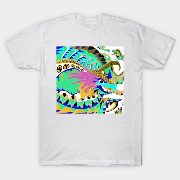 dragon in tentacles madness ecopop T-Shirt by jorge_lebeau